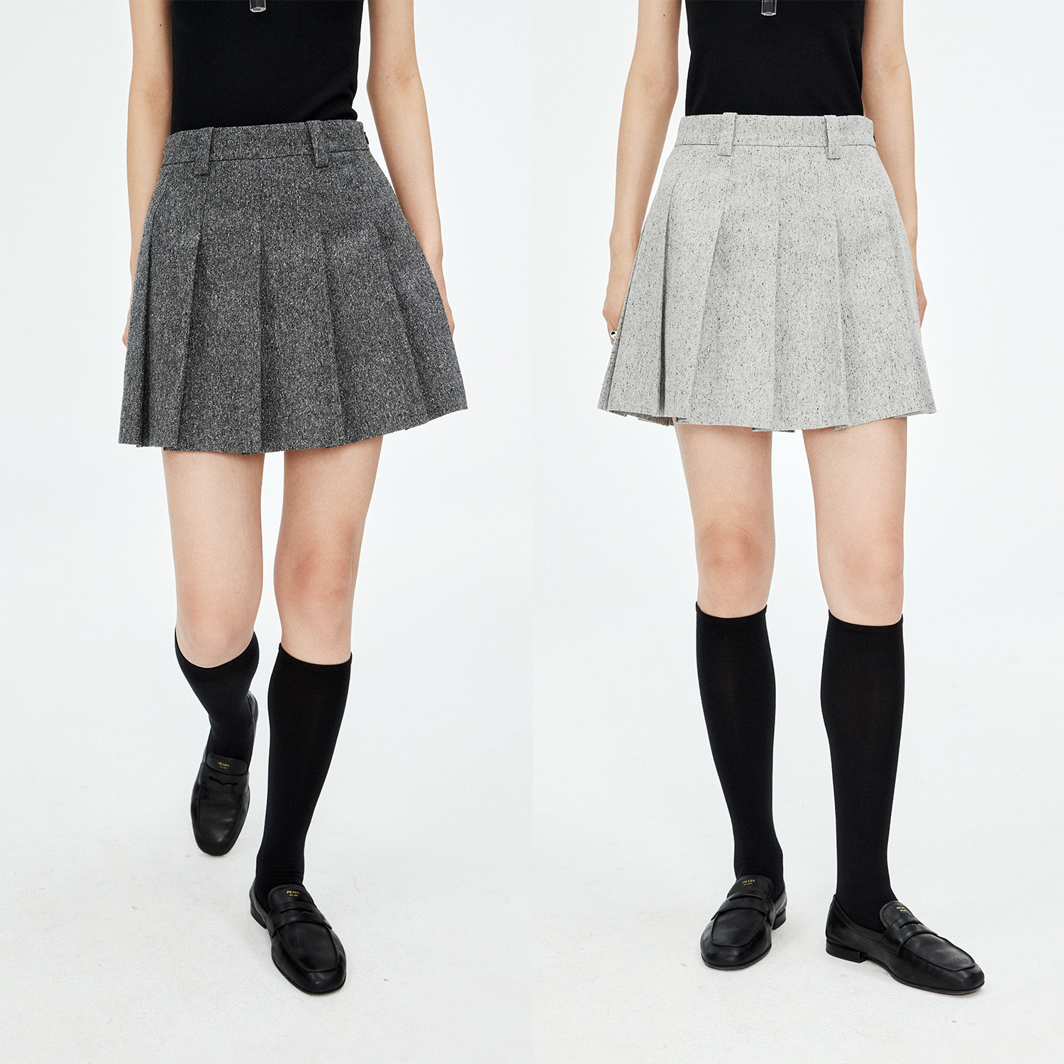 知识分子风短款百褶半裙短裙裙裤