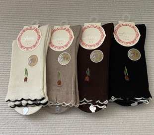 富熙虹途秋冬女袜绢丝桑蚕丝棉袜中筒女袜无骨手工缝头保暖防臭袜