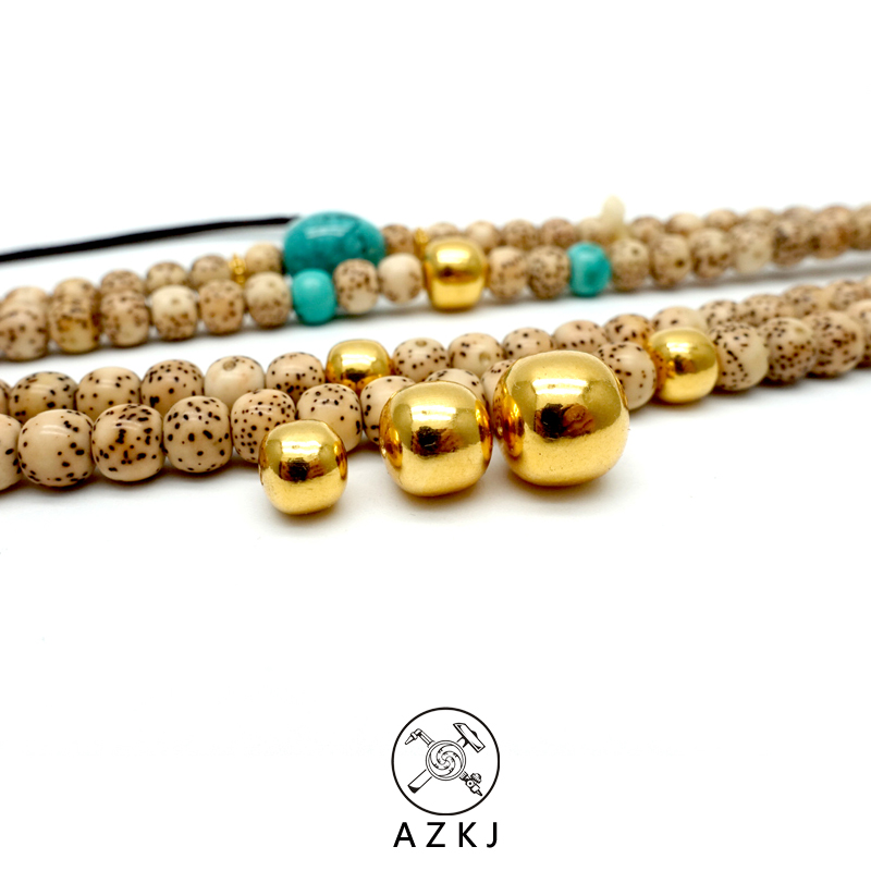 与非门 24k纯黄金999足金空心老型桶珠顶珠腰珠菩提手串佛珠配饰