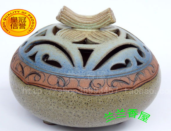 台湾凤翔窑正品特惠原装高品质檀沉薰香炉盘香纯手工拉环香刻花炉