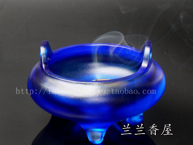归来琉璃正品药师佛宣德款香炉三足双耳熏香炉檀沉香炉琉璃香炉