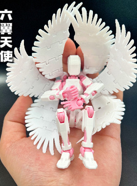 第四代3d打印超可动幸运13人偶多关节萝卜人天使翅膀女款武器拓展