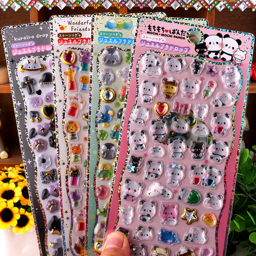 日系可爱小动物3D立体宝石浮雕贴