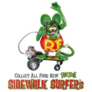 潮玩 RAT FINK 芬克老鼠 欧美汽车改装文化 滑板 可动公仔 摆件