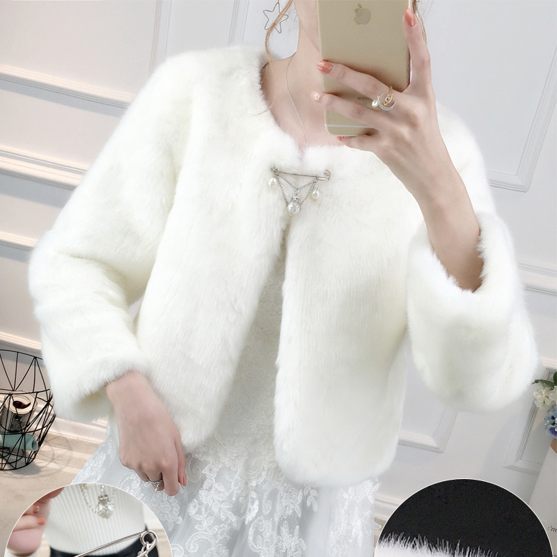 新款婚纱礼服旗袍毛披肩新娘保暖结婚礼加厚披肩春秋秋冬季斗篷女