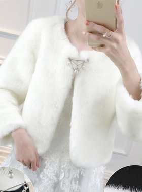 新款婚纱礼服旗袍毛披肩新娘保暖结婚礼加厚披肩春秋秋冬季斗篷女