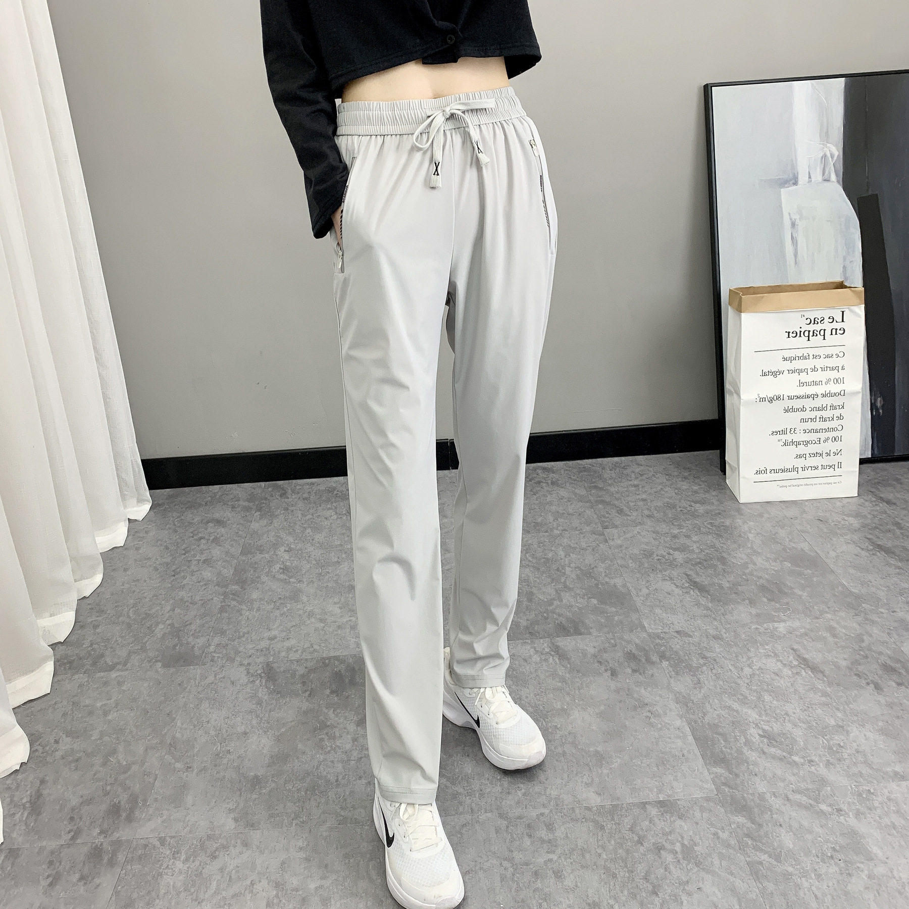 弹力轻薄速干裤女夏季冰