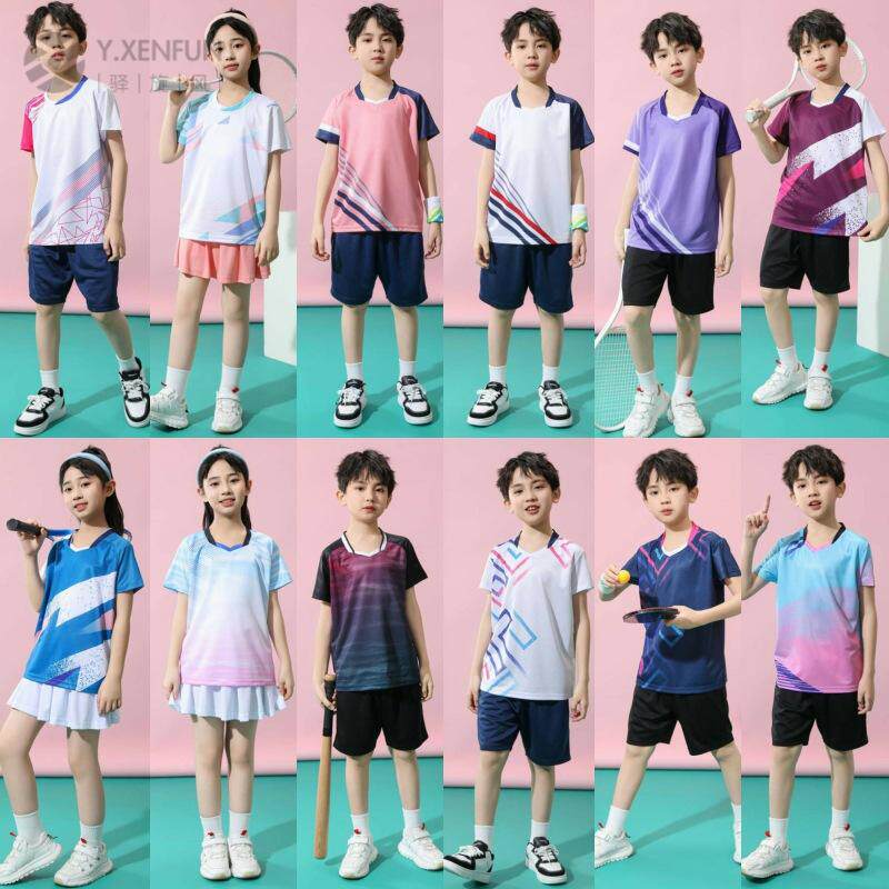 羽毛球服套装儿童装短袖T恤比赛训练孩子速干学校小学生乒乓球衣