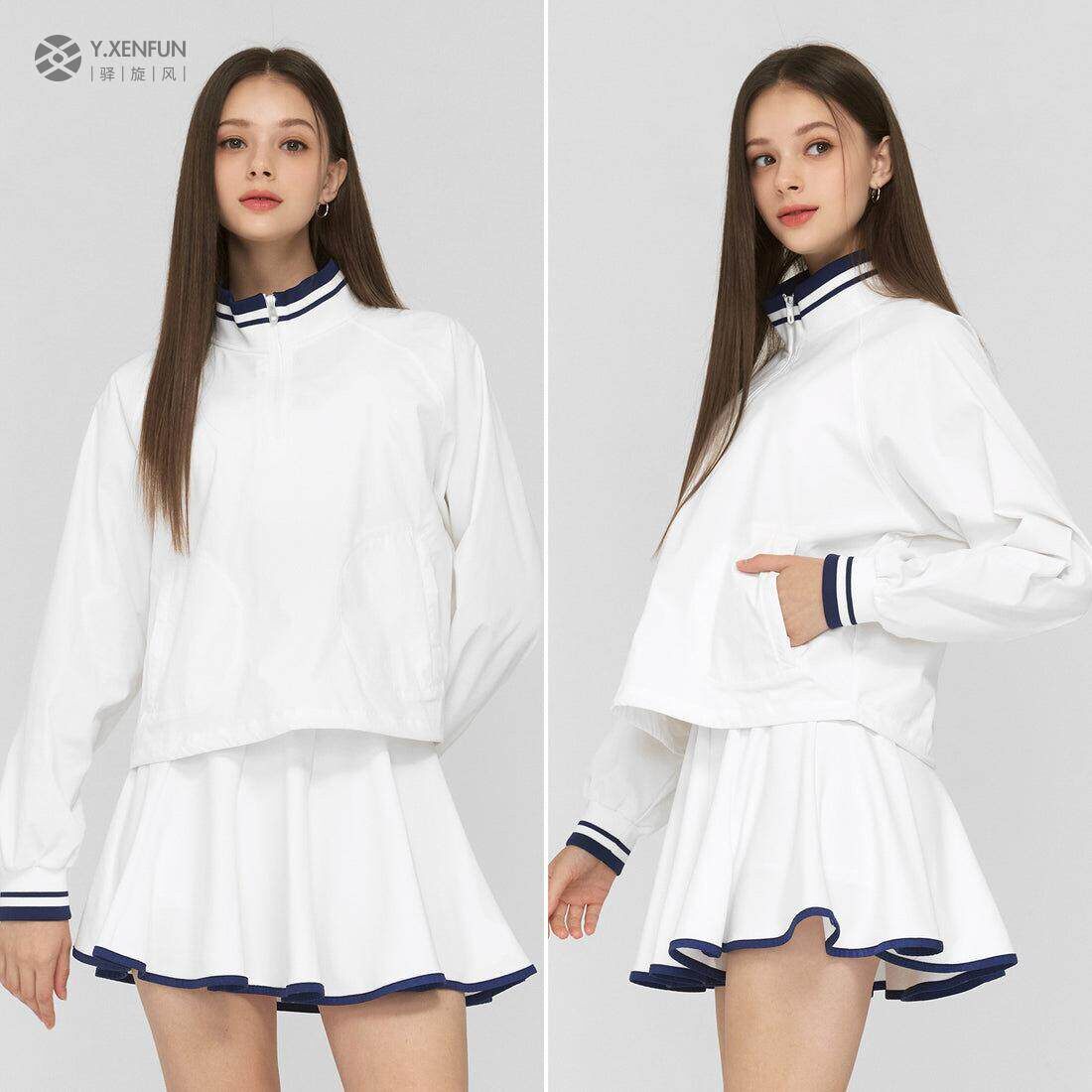 外贸网球服女春秋套装高颜值专业高尔夫女装长袖外套羽毛球服美式