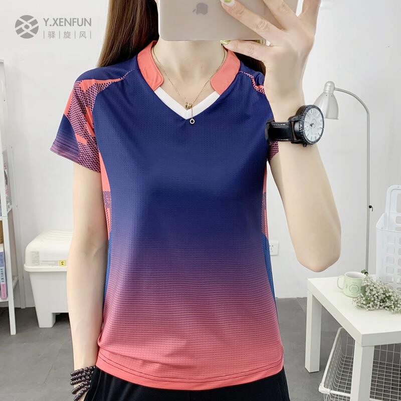 户外速干衣女夏季打羽毛球服徒步