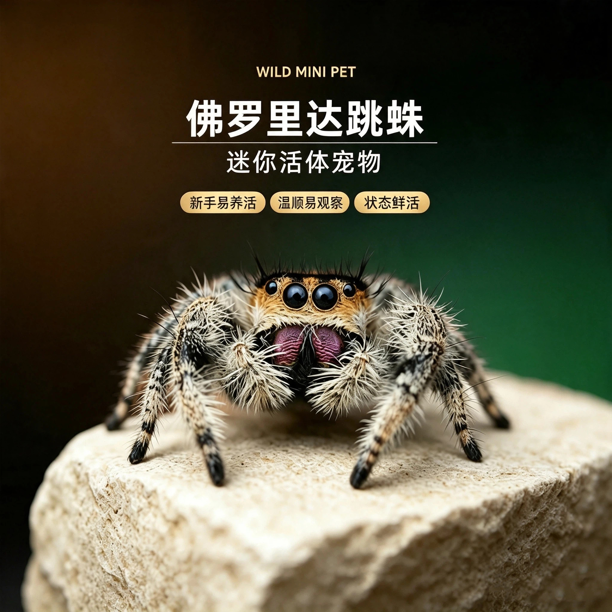 蜘蛛宠物跳蛛佛里达跳蛛迷你卢卡斯跳蛛橙佛灰佛桌面礼物好饲养