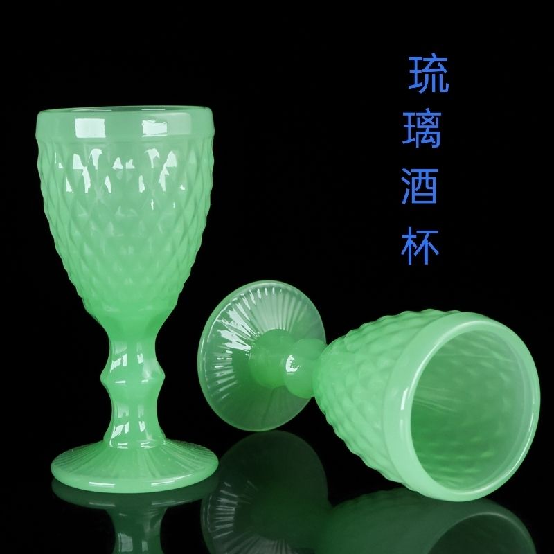 高脚红酒杯天然真玉青石矿玉茶杯