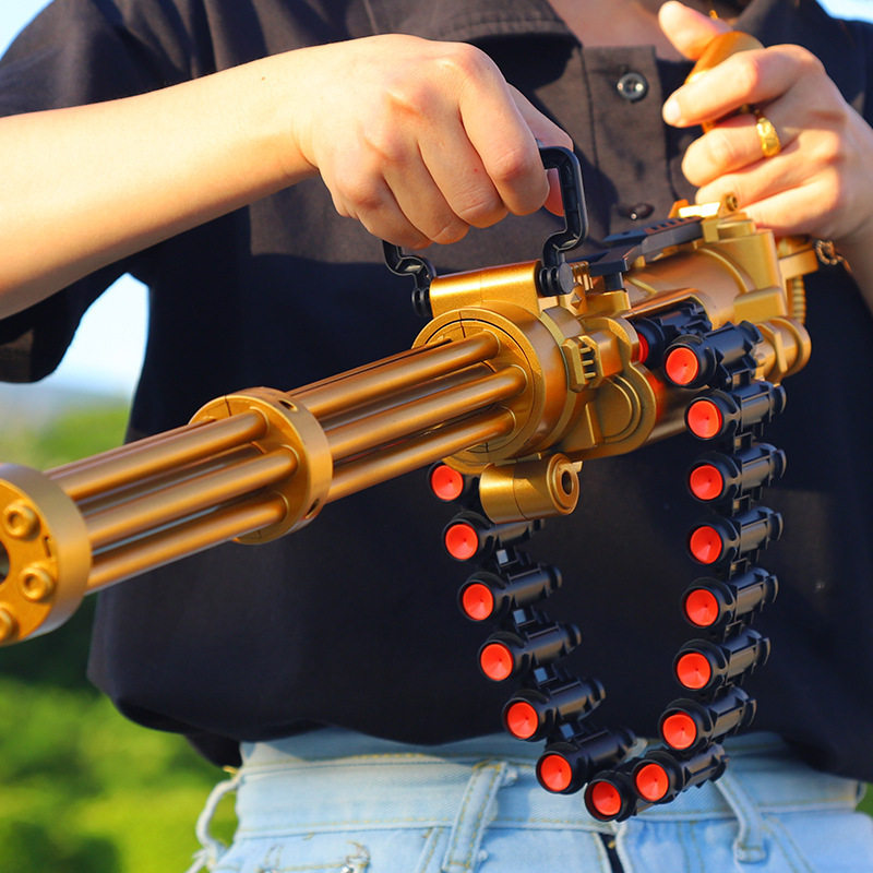 电动连发黄金加特林软弹枪弹链式供弹玩具枪男孩子户外对战机关枪