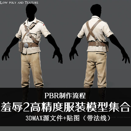 羞辱2 次世代PBR流程制作写实人物角色服装模型集合 3DMAX源文件