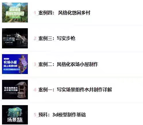 次时代游戏场景教程 pbr风格化小屋武器物件建筑地编全流程制作课