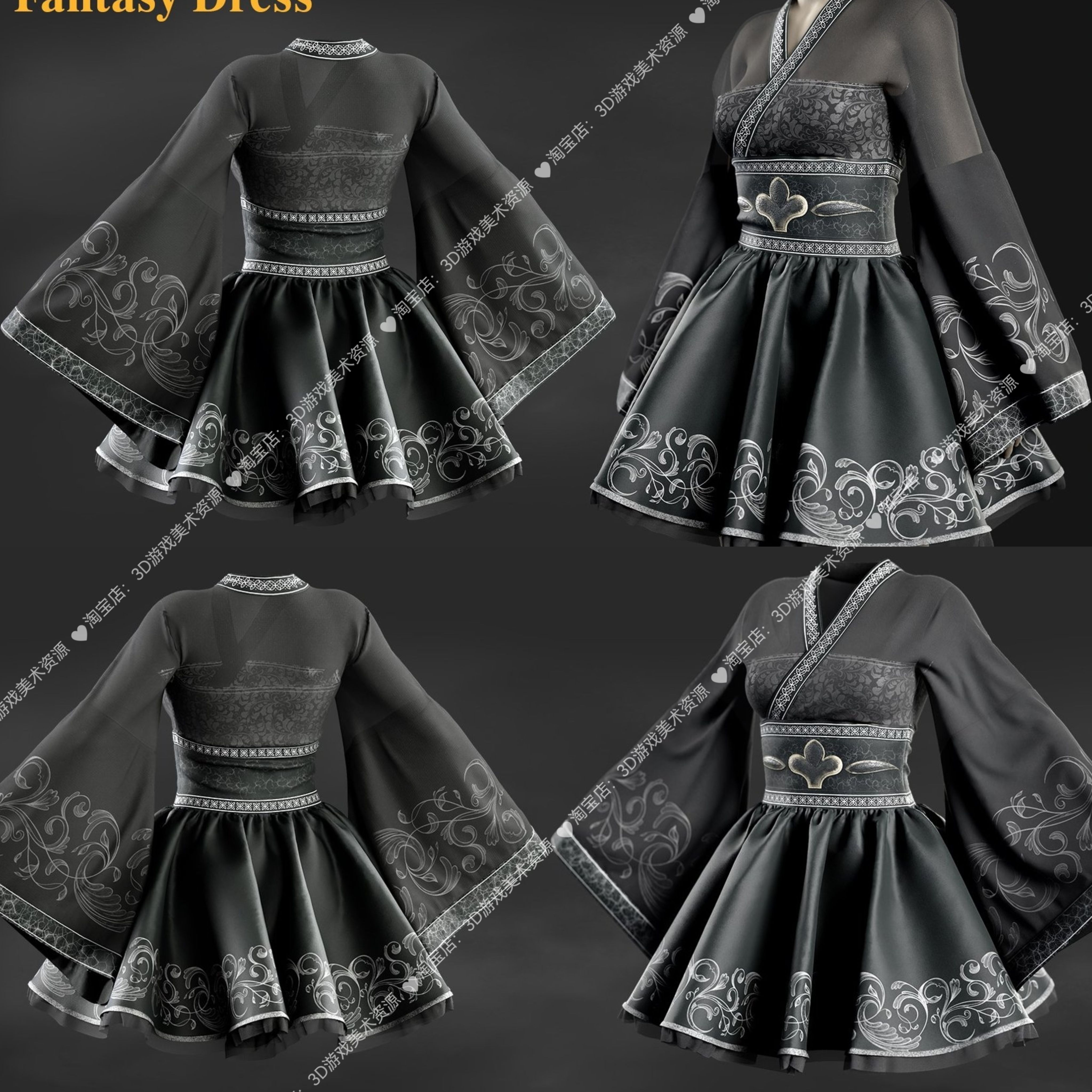 Marvelous Designer女性可爱梦幻连衣裙模型ZPRJ/FBX/OBJ/MAX格式