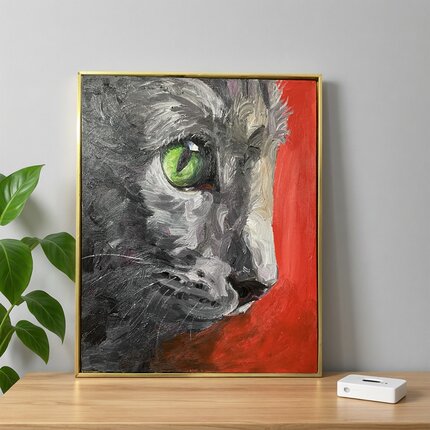 可定制纯手绘油画蓝猫动物系列沙发挂画玄关动物现代简约风格包邮