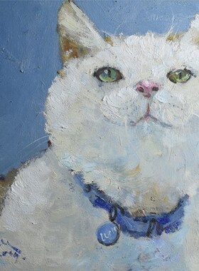 可定制原创油画胖猫系列简约现代风格书房客厅玄关挂画收藏包邮