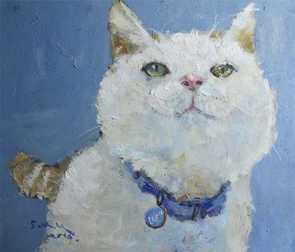 可定制原创油画胖猫系列简约现代风格书房客厅玄关挂画收藏包邮