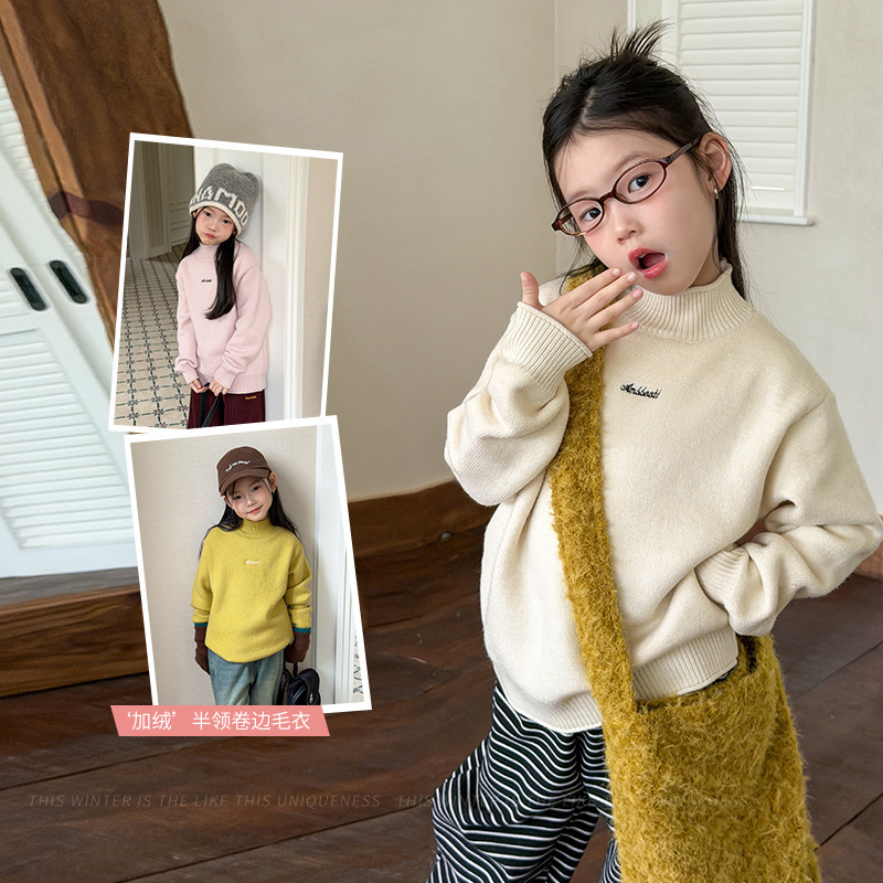 女童小丘尼软糯保暖高领针织衫潮