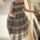韩版 儿童花苞背心裙韩系裙子夏装 女童无袖 格纹连衣裙2026春夏新款