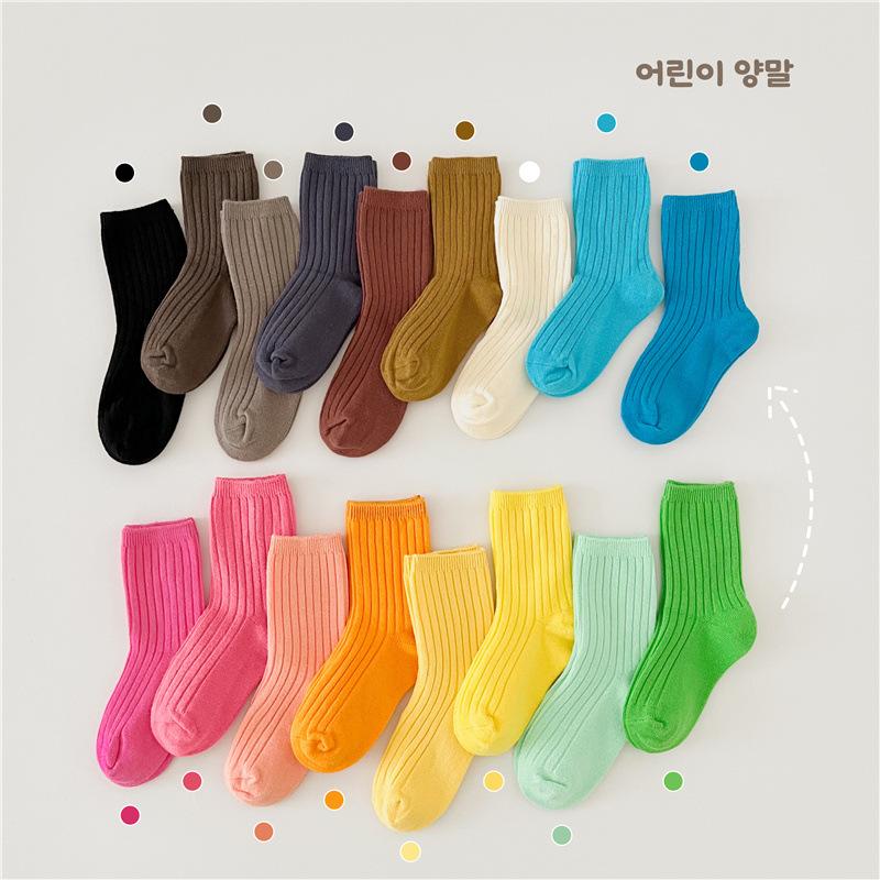 儿童袜子彩色中筒运动袜