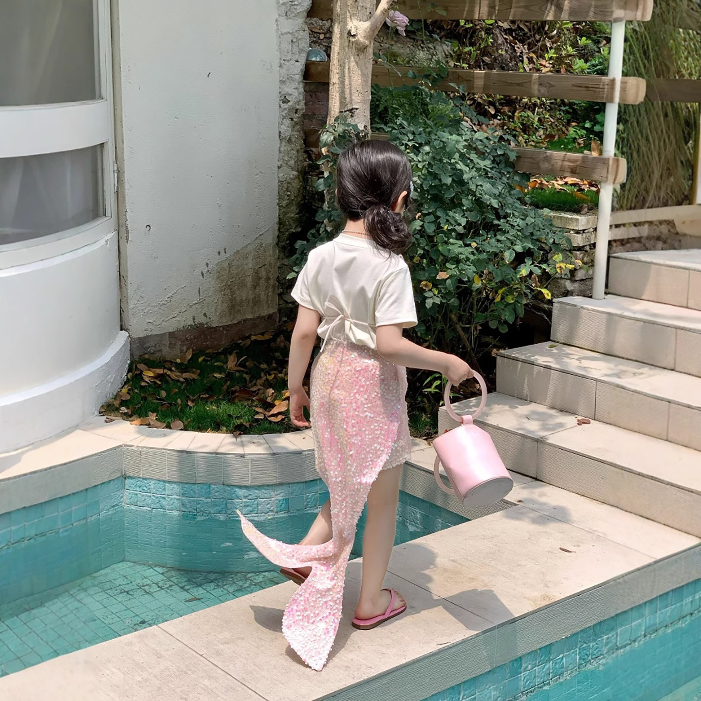 小人鱼女童套装短袖T恤半身裙夏