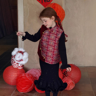 福禄满年 | 新中式夹棉丝绒唐装马甲改良旗袍背心半裙新年拜年服