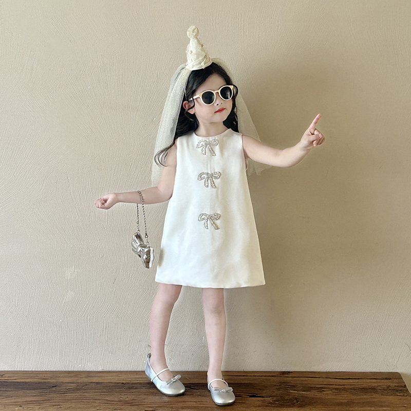 女童千金感背心裙2025夏季新款小女孩生日简约高级感礼服裙连衣裙