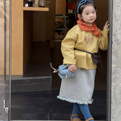 女童加绒卫衣2025新款打底衫冬装