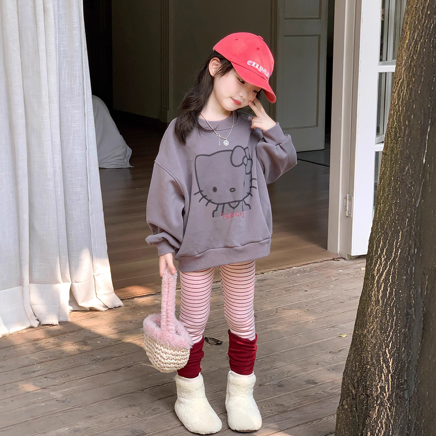 女童加绒卫衣秋冬装圆领上衣冬装