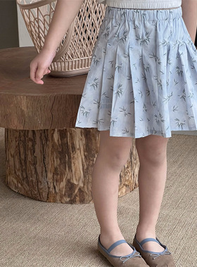 夏季女童韩版碎花半身裙  女童JK百褶半身裙