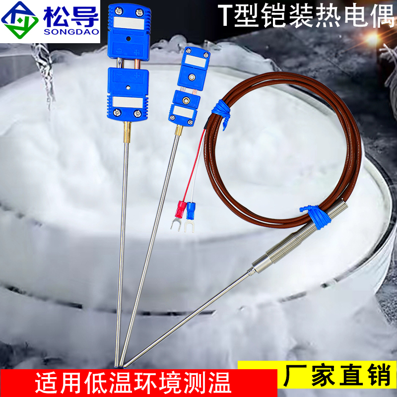 T型铠装热电偶探针WRCK-191低温液氮-200℃温度传感器探头可弯曲