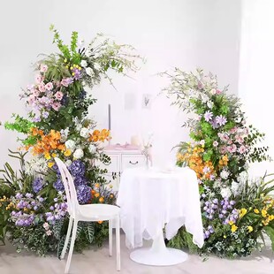 饰摆设室内大型网红植物景观花艺场景布置 仿真花造景牛角架假花装