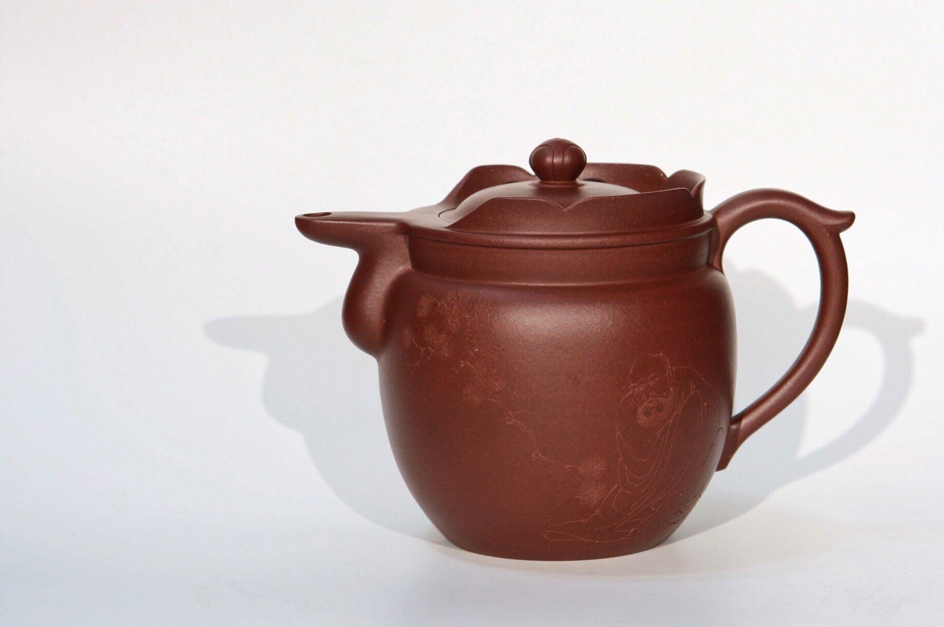 拙雅堂 实力国工 陈进 底槽清 僧帽 刘华刻绘 全手工紫砂壶 420c