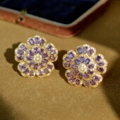 梵克家vintage珠宝花朵耳饰 古董线 约兰蒂 紫闪锆华丽重工多层