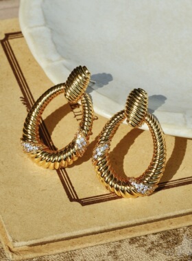 《戛纳之夜》复古金色大圈耳环华丽气质夸张欧美风港风无耳洞耳夹