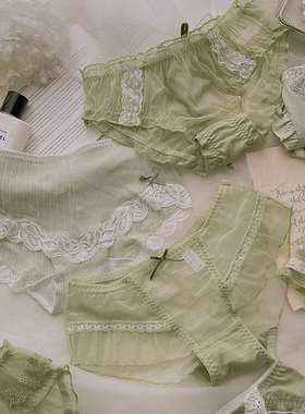 绿野仙踪~新品清新绿色蕾丝少女内裤性感纯欲蝴蝶结日系甜美