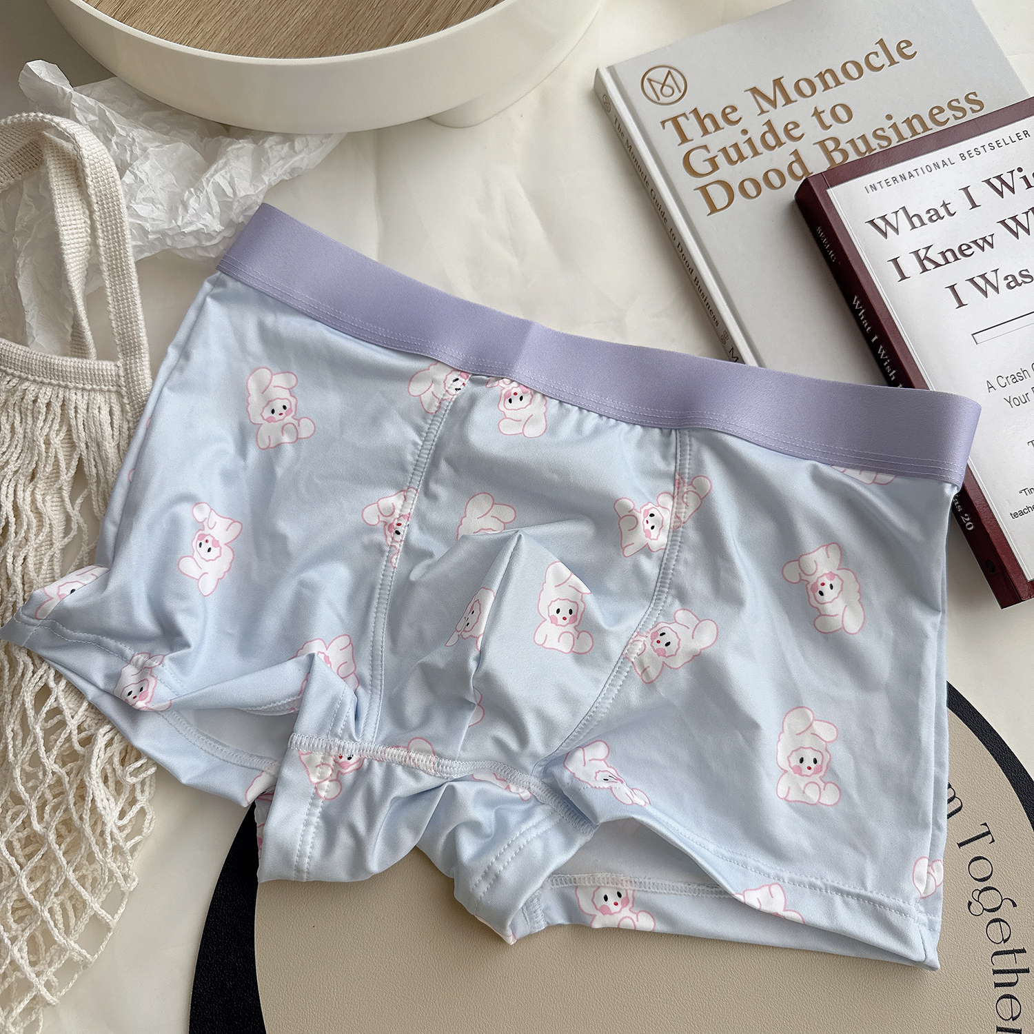 可爱大作战~牛奶丝男士平角内裤