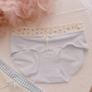 撞色拼接A类纯棉加长裆大码 蝴蝶结少女内裤 新款 浪漫荷莉