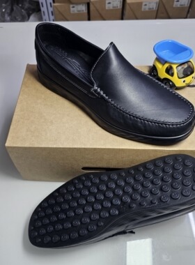 现货ecco男鞋商务时尚舒适春夏秋季休闲一脚套乐福鞋 莫克540514