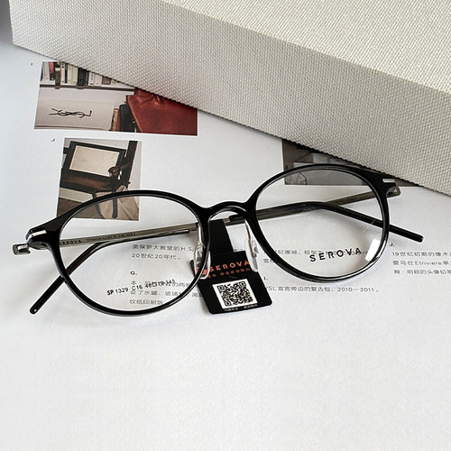 SEROVA施洛华眼镜复古男女超轻新品纯钛中高度近视学生镜架SP1329