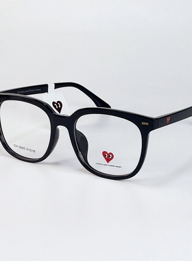 查尔斯桃心记忆眼镜框黑色椭圆款百搭基础款超轻舒适近视镜框2045