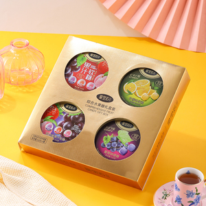 水果硬糖软糖果礼盒款大气 168克*4罐组合装婚庆喜糖年货节日礼物