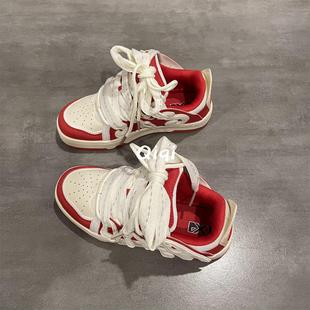 七七主人家 鞋子女秋季厚底面包鞋2023新款爆款板鞋休闲运动鞋女