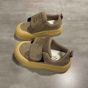 七七主人家魔术贴原创小众帆布鞋女2024秋冬季新款复古棕色鞋子女