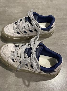 七七主人家 灰色原创面包鞋厚底韩系运动鞋2024秋季新款板鞋女ins