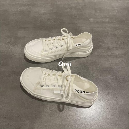 后跟可踩小白鞋女半拖帆布鞋