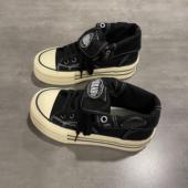 黑色高帮帆布鞋 女鞋 女2024秋季 七七主人家 新款 爆款 高街板鞋 ins潮