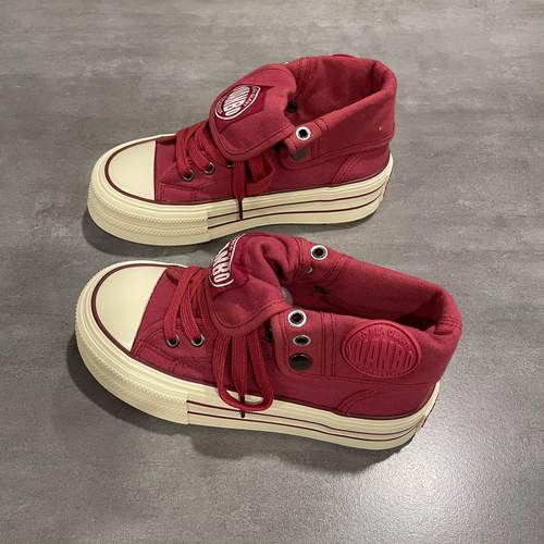 加绒棉鞋女保暖高帮帆布鞋